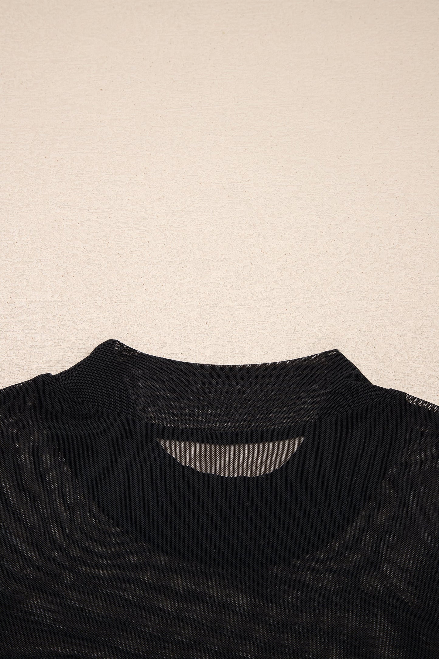 Black Sheer Mesh Patchwork Cap Sleeve T Shirt
