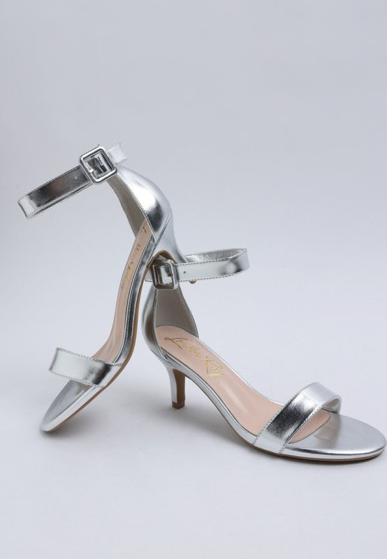 Yuti Glossy Kitten Heel Sandals