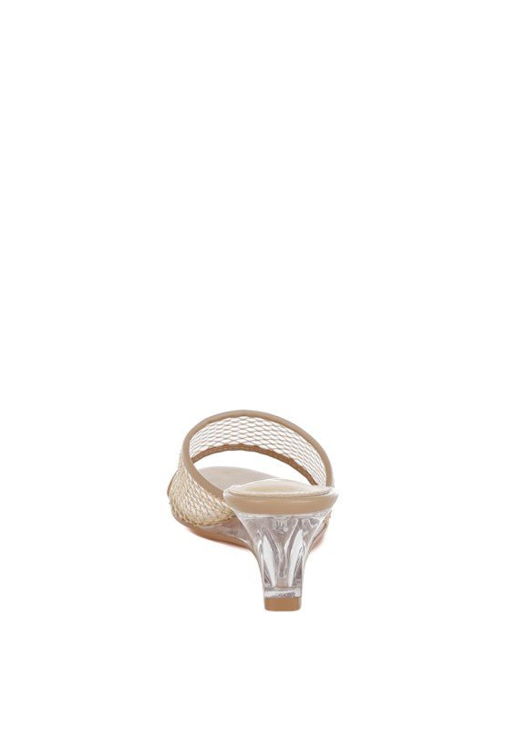 Tempra Mesh Clear Heel Wedge Sandals - Loving It Shop
