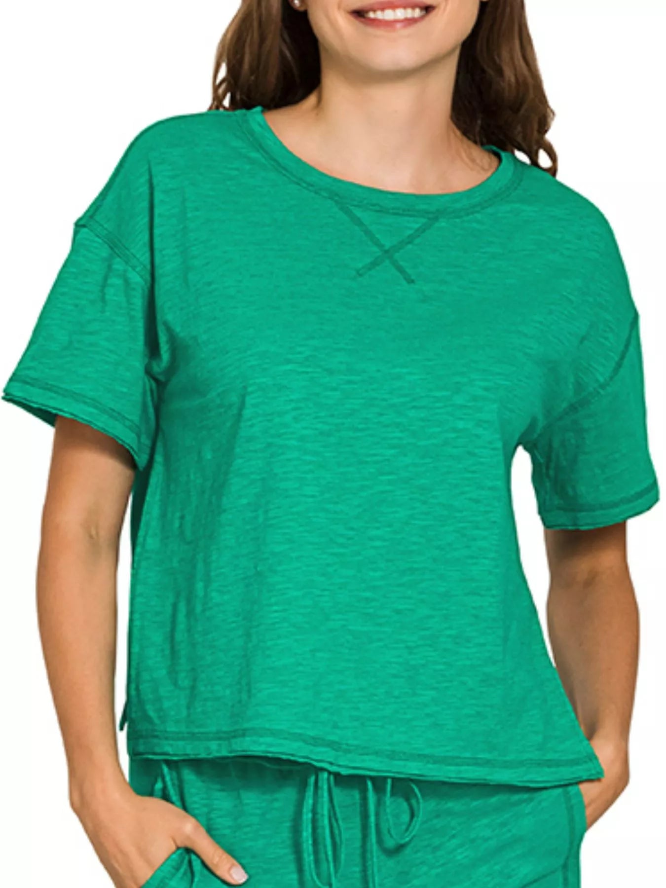 Cotton Slub Short Sleeve Tee and Pants Set