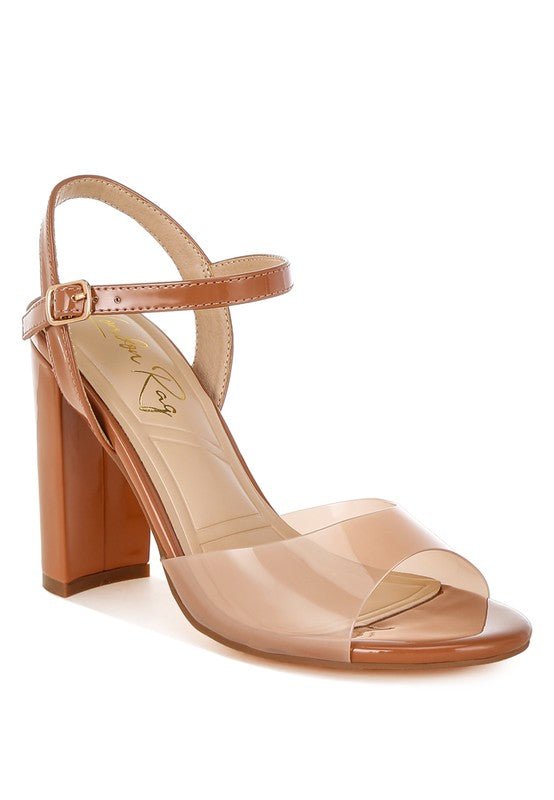 Kessel Tinted Clear Strap Block Heel Sandals - Loving It Shop