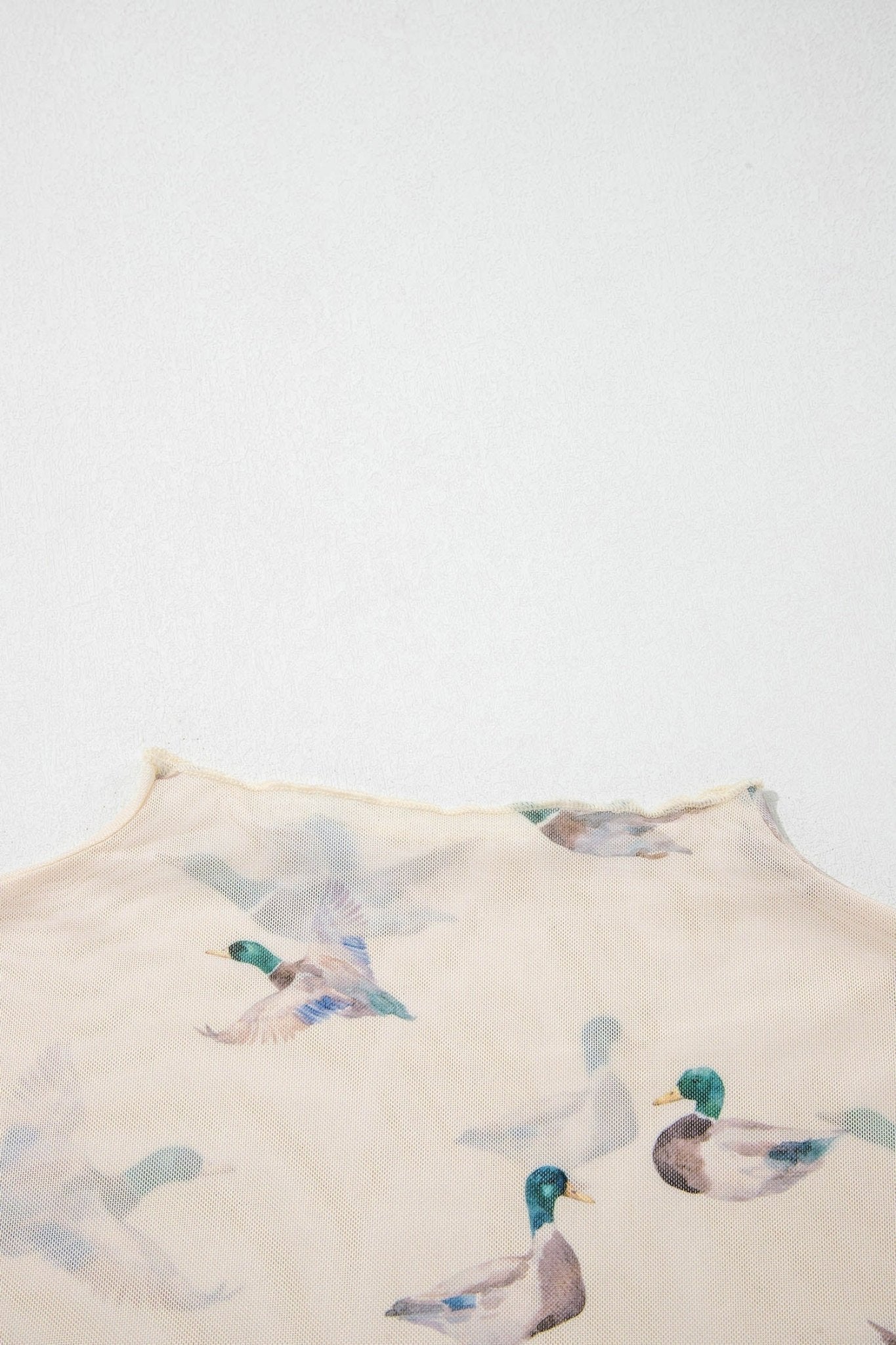 Beige Mallard Sheer Mesh Short Sleeve Top - Loving It Shop