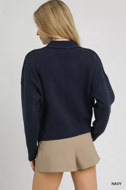 Button-Front Knit Cardigan