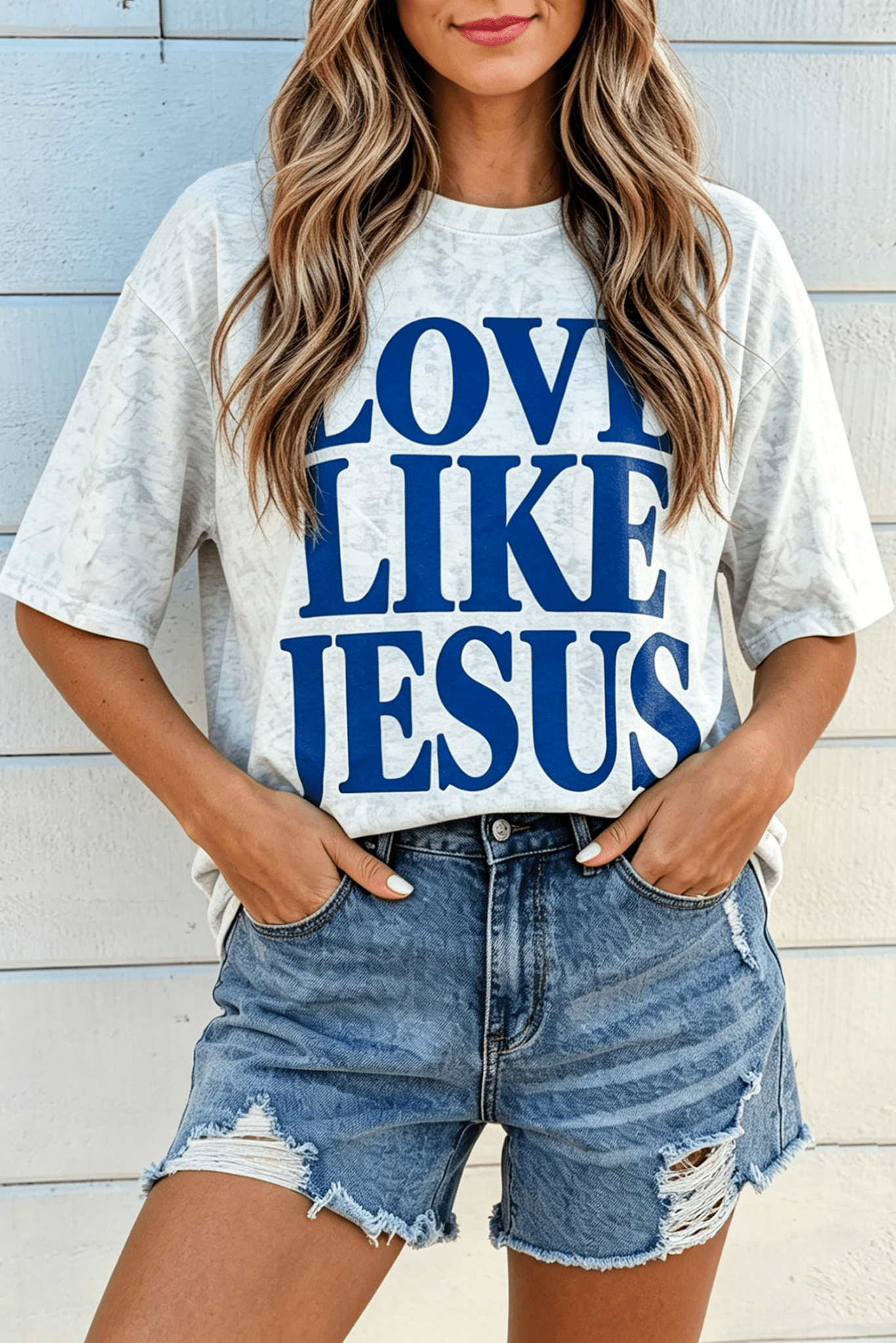 Gray Love Like Jesus Camouflage Oversized T Shirt - Loving It Shop