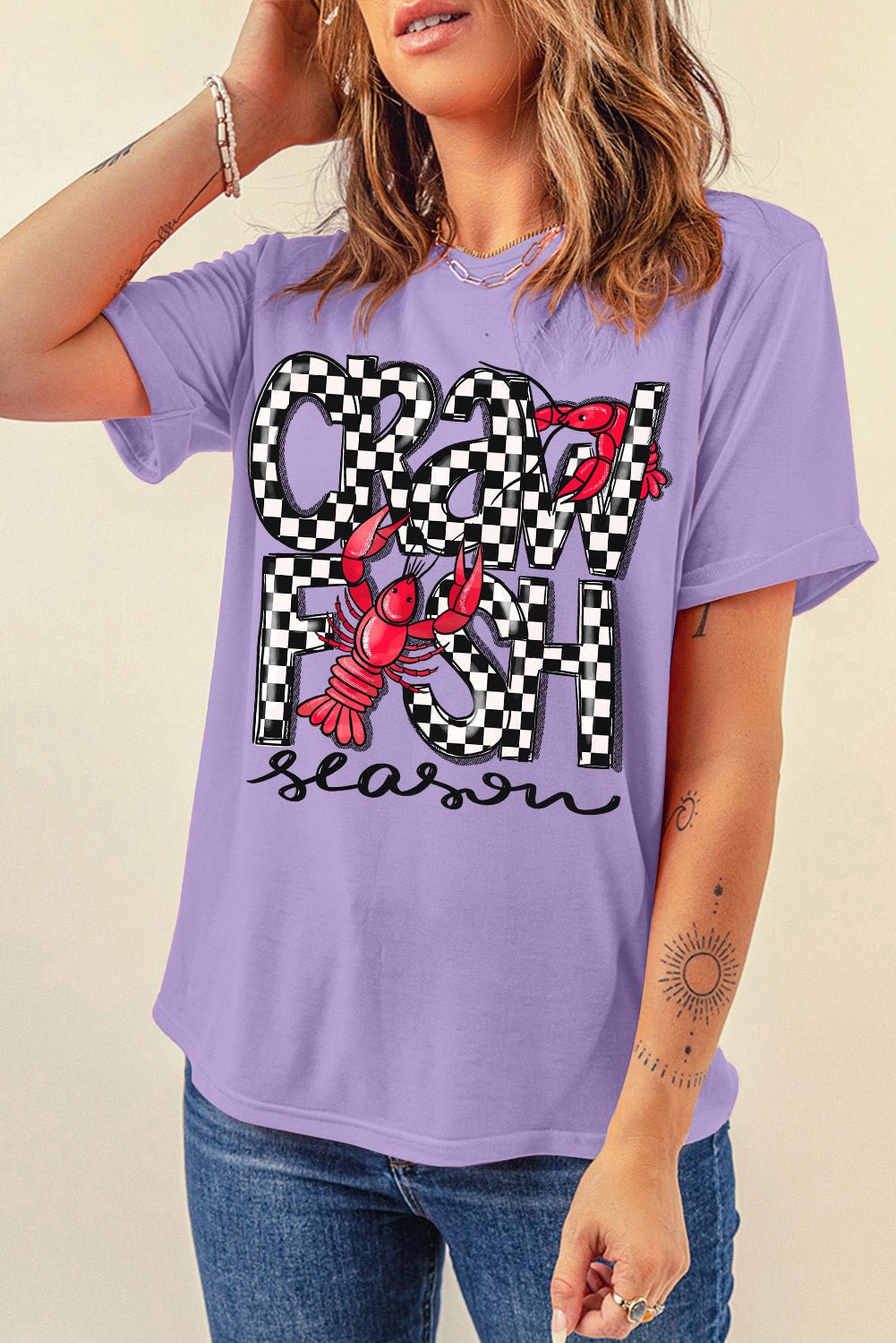 Wisteria Craw Fish Season Graphic Short Sleeve Top - Loving It Shop