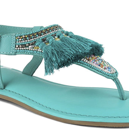 Risha Genuine Leather Tassel Sandals