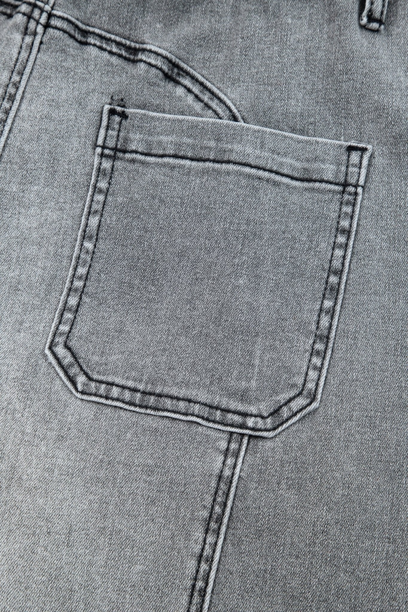 Gray Drawstring Seam Detail Raw Hem Wide Leg Denim Pants - Loving It Shop
