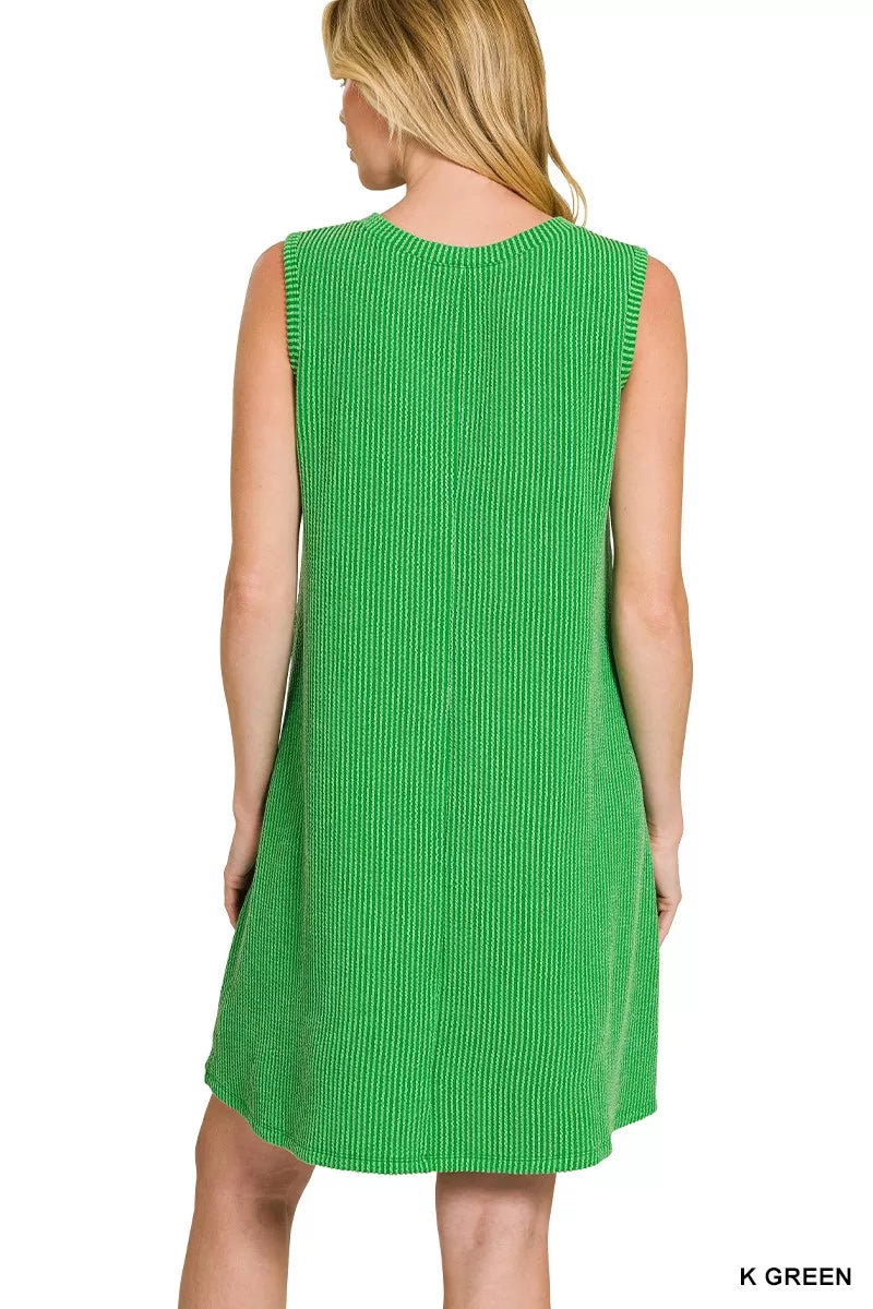 Raised Rib Sleeveless Mini Dress