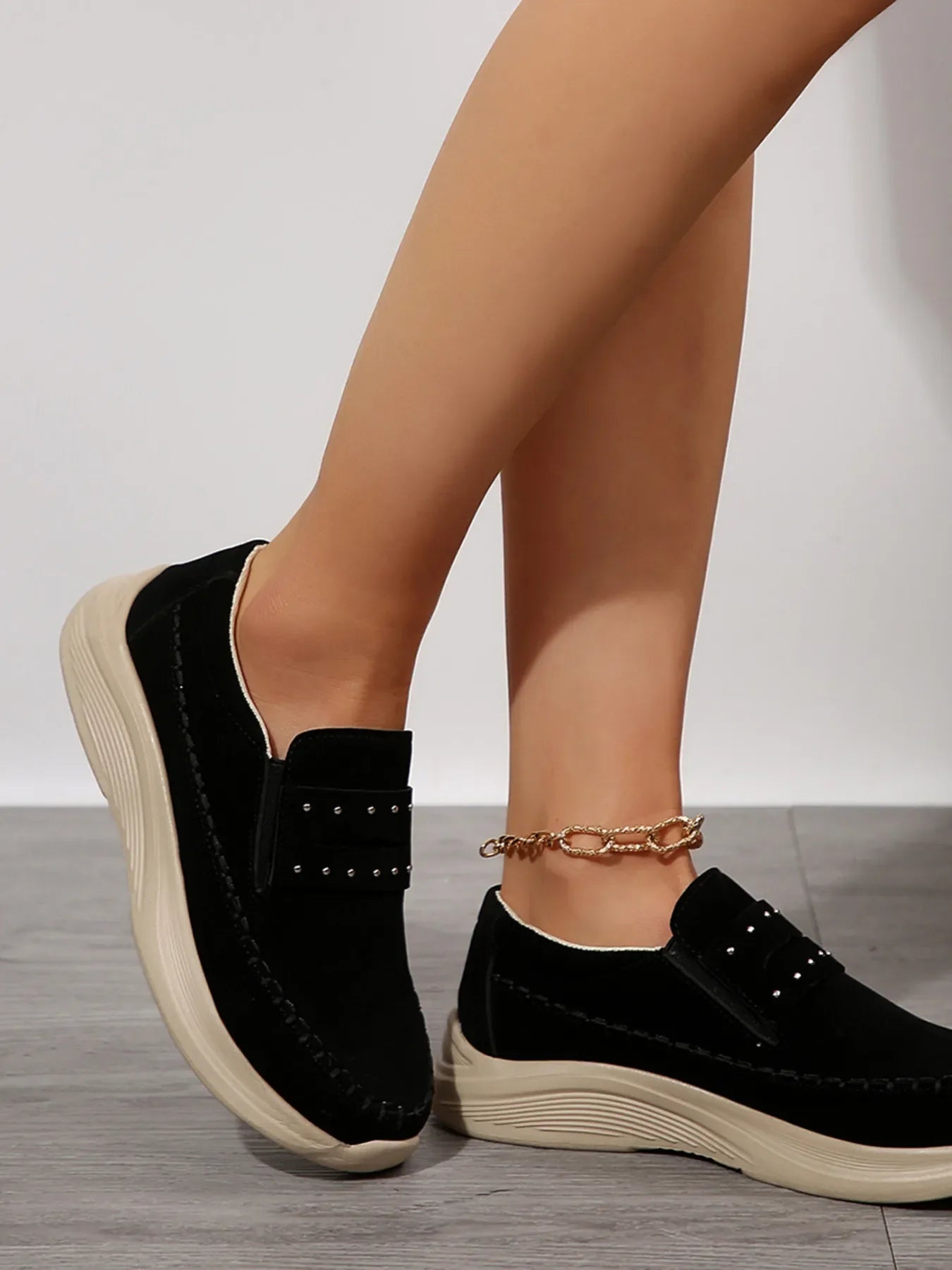 Studded Round Toe Platform Slip - Ons - Loving It Shop