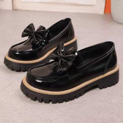 Bow Decor Chunky Loafers - Loving It Shop