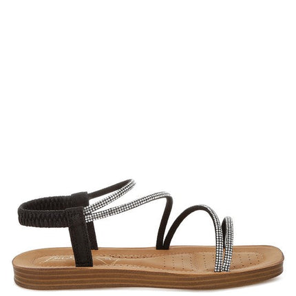 Ridayne Rhinestones Embellished Strappy Flats