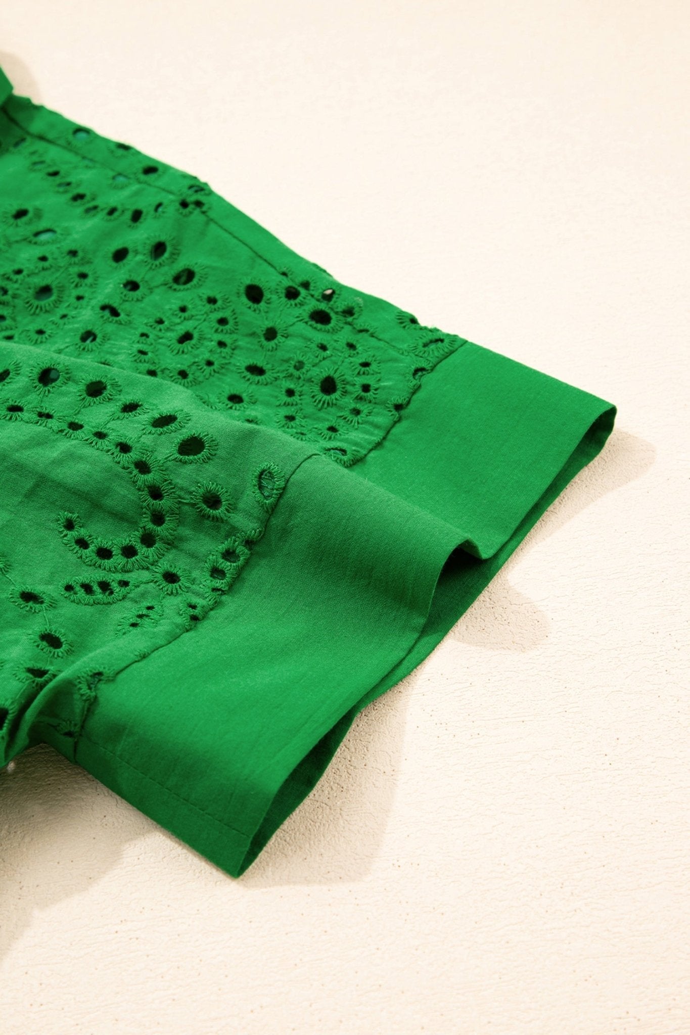Green Solid Color Eyelet Embroidered T Shirt Mini Dress - Loving It Shop