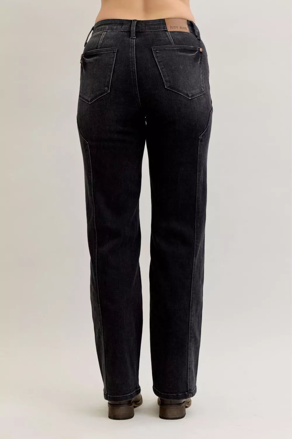 Mid Rise Straight Western Seam Detail Jeans