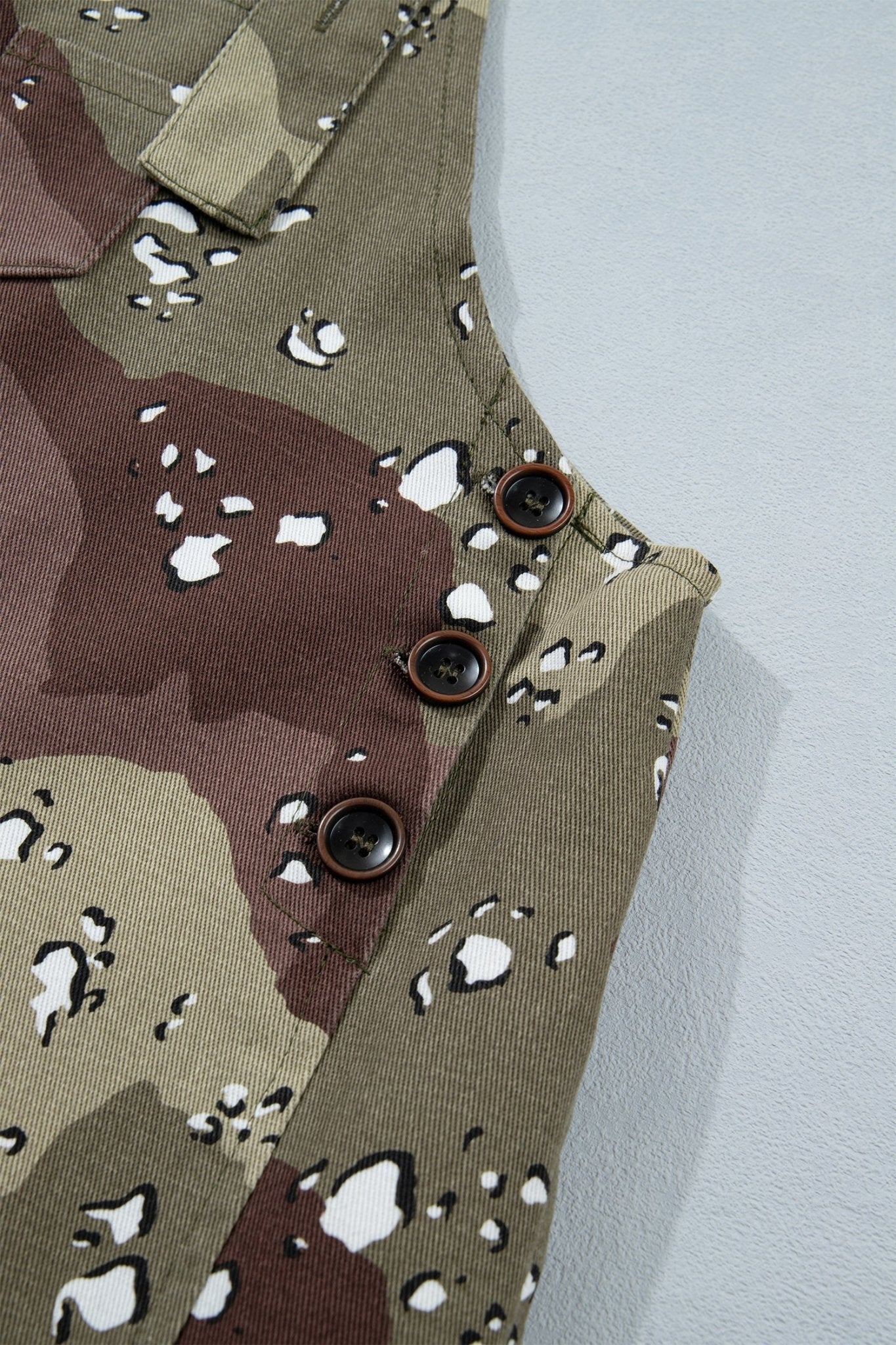 Green Camouflage Print Leopard Detail Loose Denim Overall Cropped Jumpsuit - Loving It Shop
