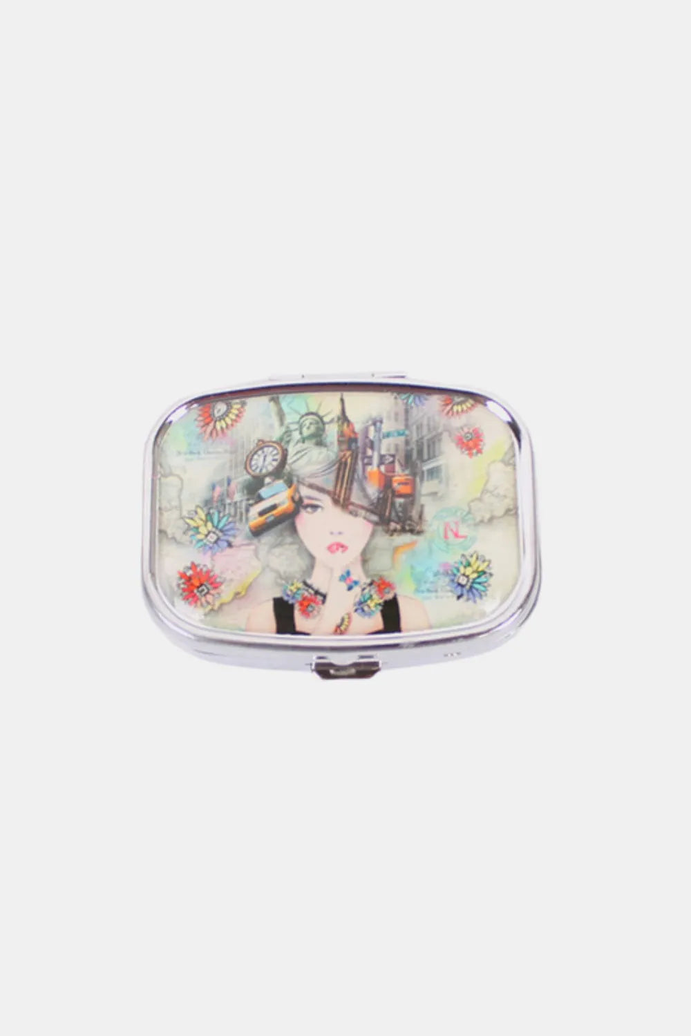 Print Metallic Rectangular Pill Case