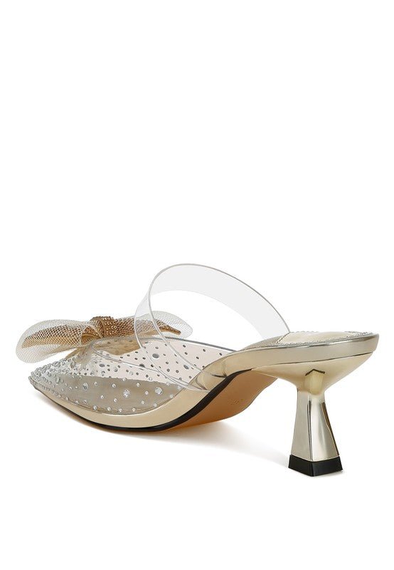 Freja Embellished Bow Kitten Heels - Loving It Shop