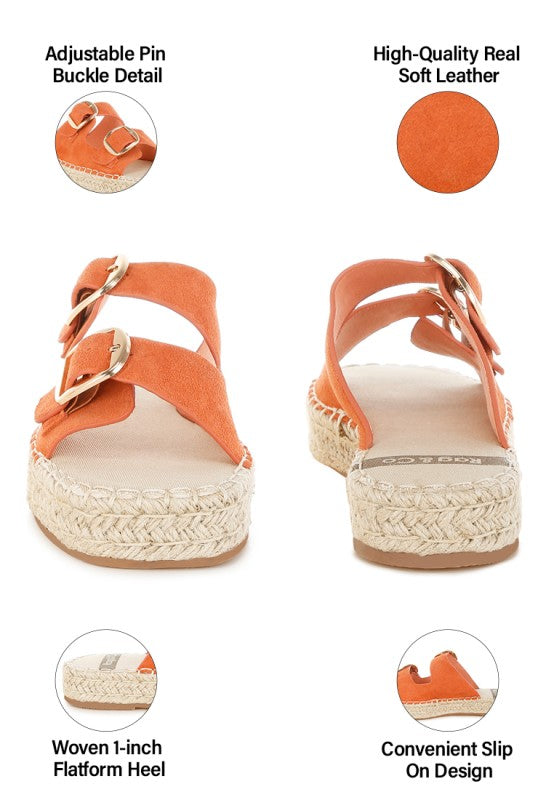 Kuopa Genuine Soft Leather Espadrille Flatform