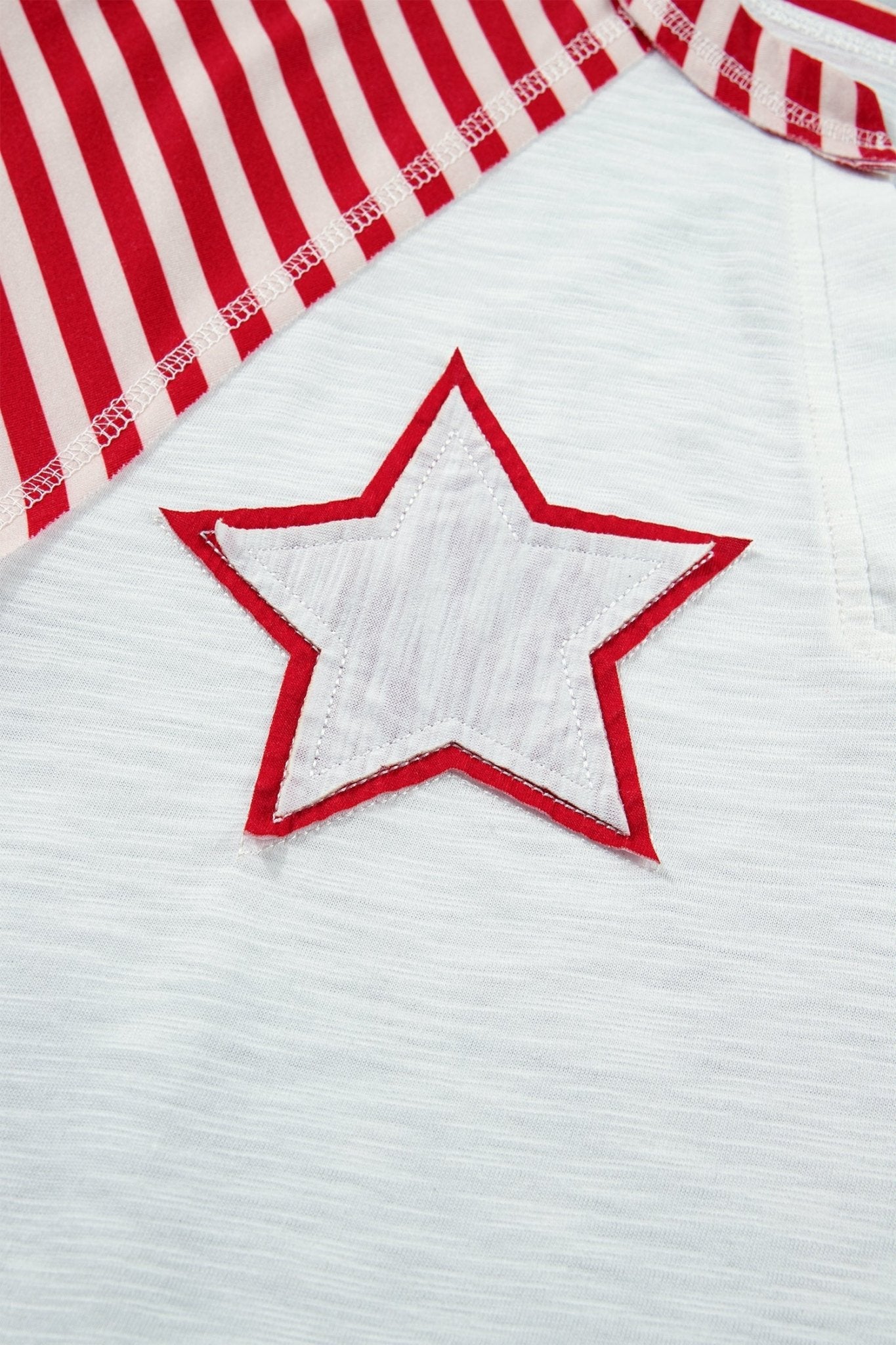 Fiery Red Star Detail Flag Inspired Short Sleeve Top - Loving It Shop