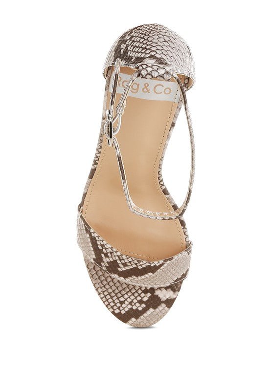 Kodor Snake Print Slim Wedge Heel Sandals - Loving It Shop