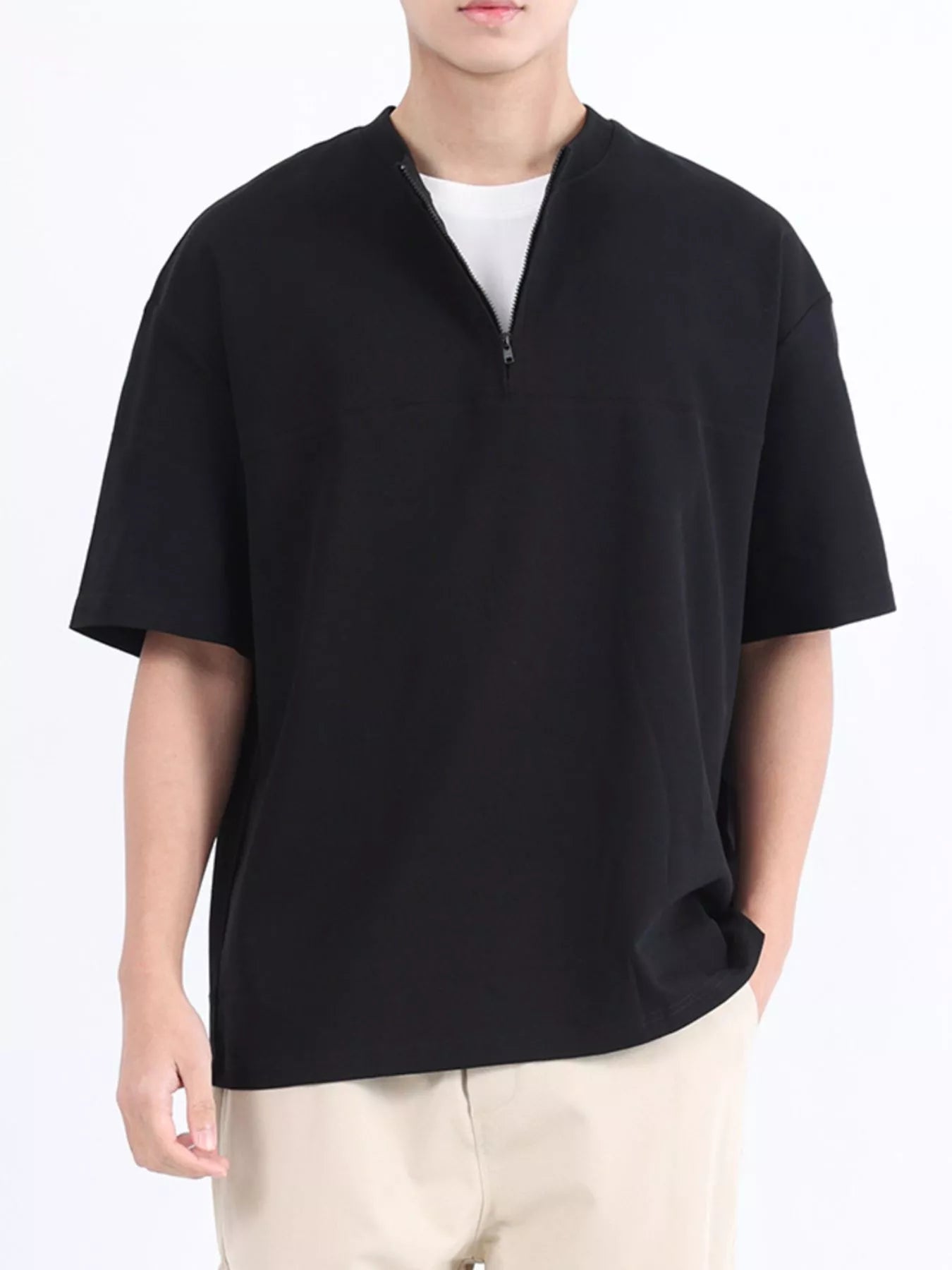 Men's Plus Size Half Sleeve Solid Color Top - Loving It Shop