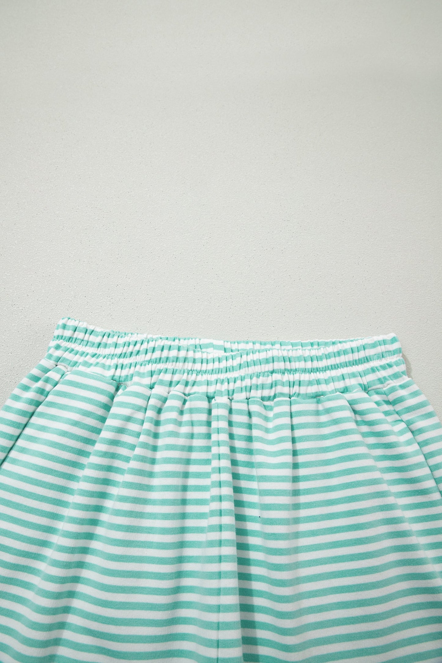 Green Stripe Oversize Mock Neck Sweatshirt and Shorts Set
