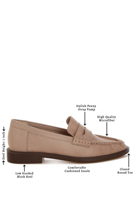 Fhalko Penny Strap Low Block Heel Loafers