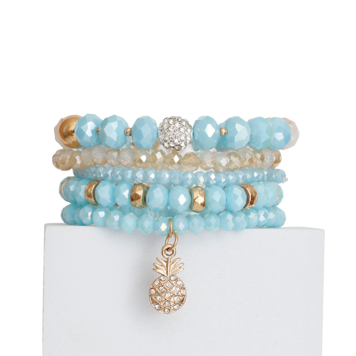 Charm Bracelets with Light Blue Pineapple Pendant – Trendy Fashion Jewelry Accessory