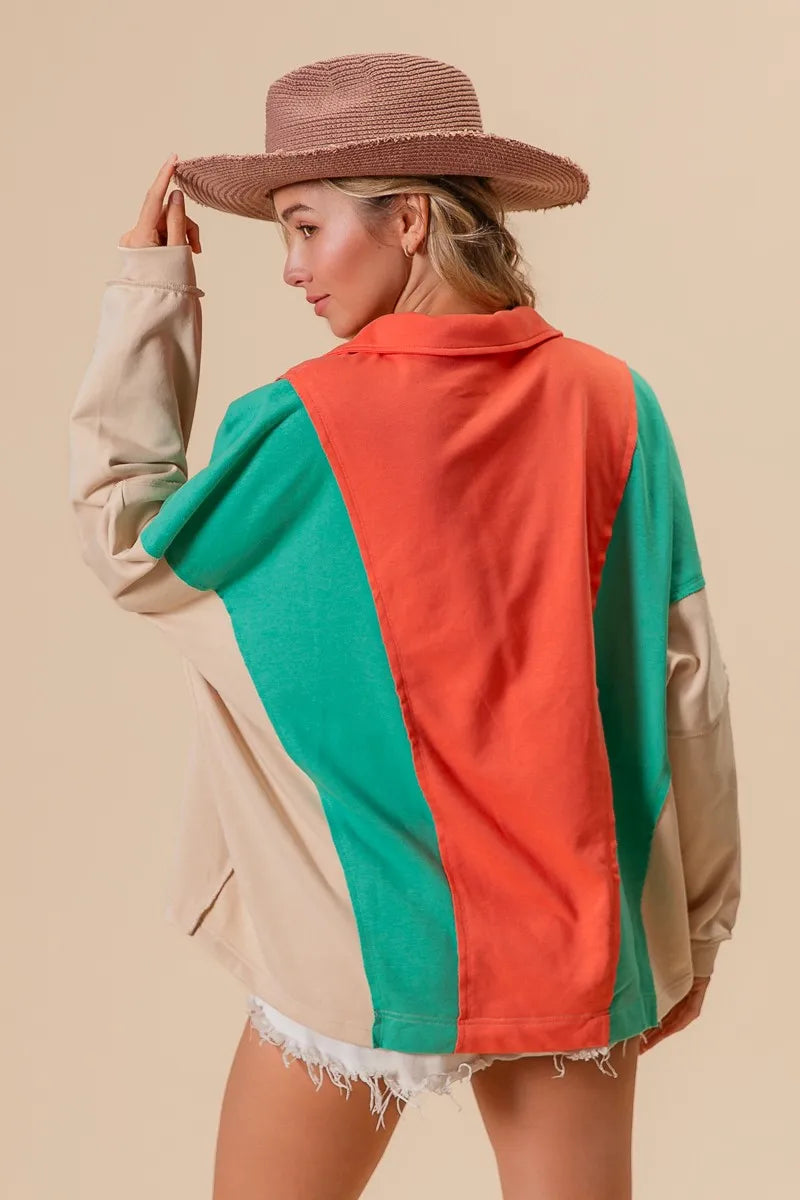 Colorblock Exposed Seam French Terry Sweatshirt