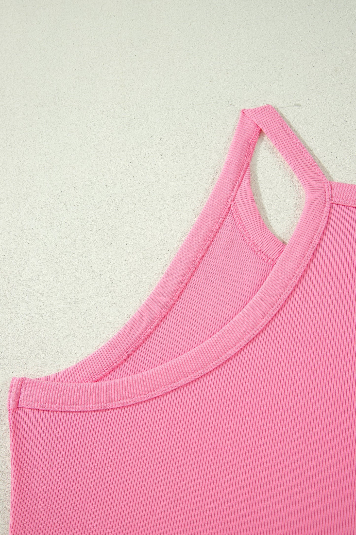 Sachet Pink Slim Tank Top Elastic High Waist Shorts 2pcs Outfit