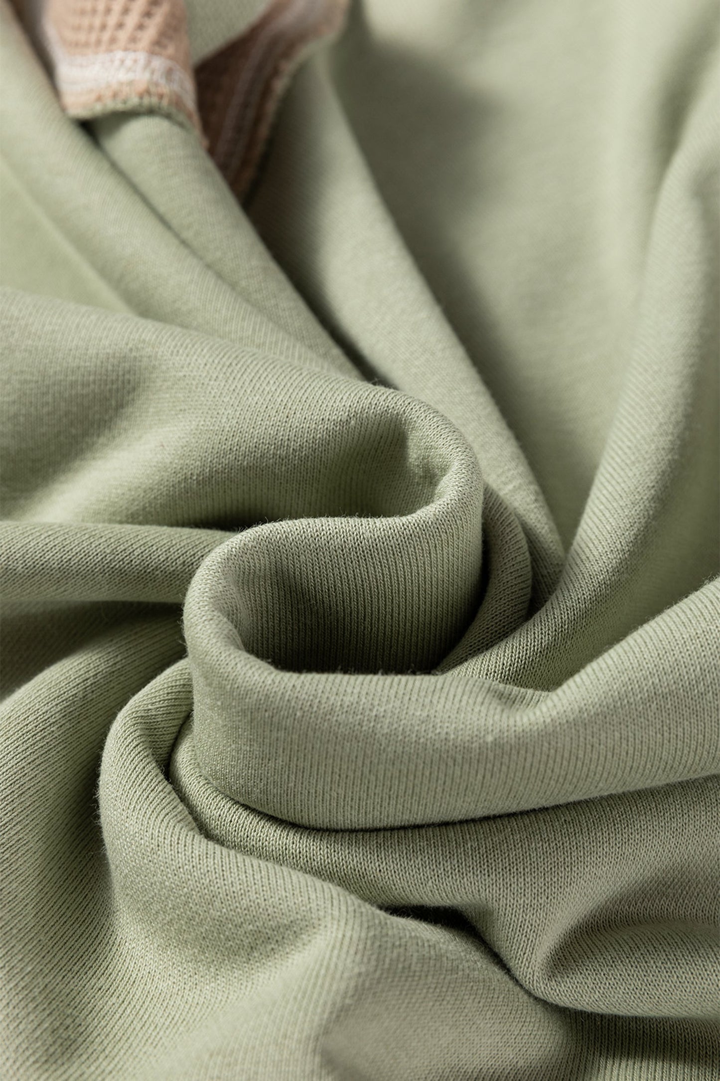 Smoke Green Color Block Mix Texture Waffle Patchwork Oversize Sweatshirt