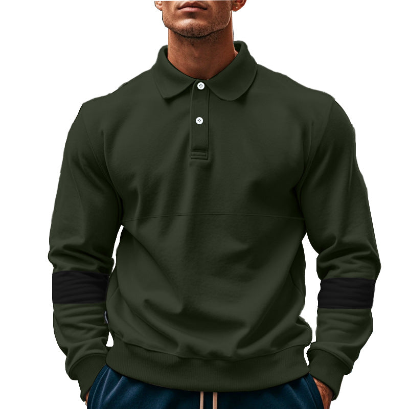 Fashion Long-sleeved Lapel Polo Shirt With Button Men&