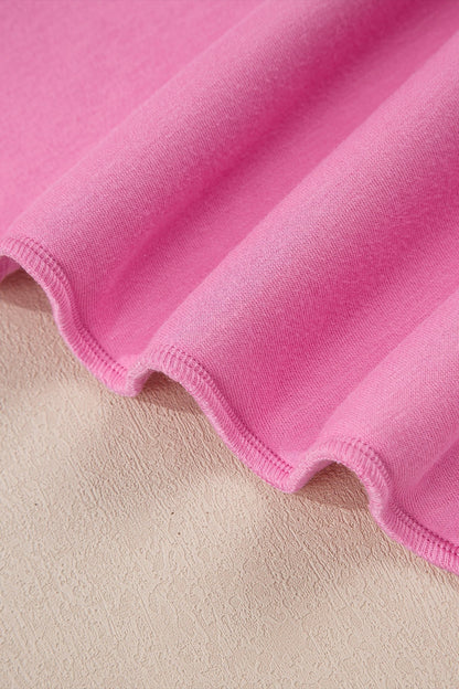Bright Pink Oversize Drop Shoulder Reversible Mock Neck Sweatshirt - Loving It Shop