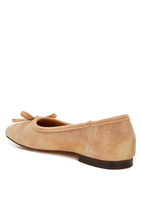 Rubyrose Suede Bow Embellished Ballerinas