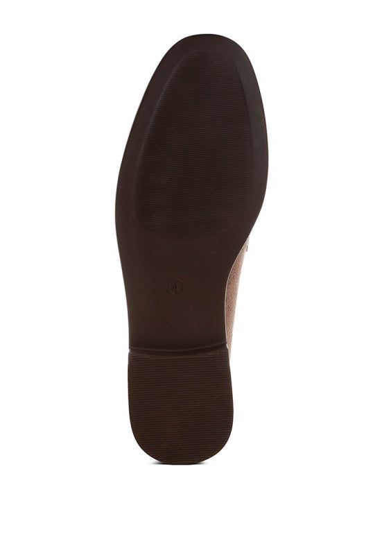Fhalko Penny Strap Low Block Heel Loafers