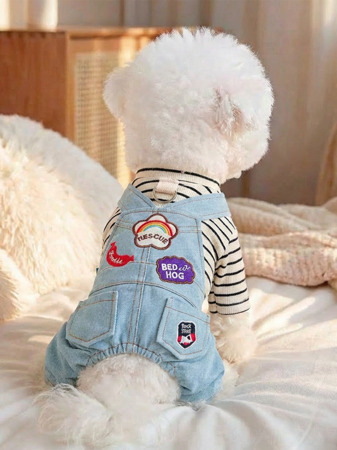 Denim Patchwork Pet Jumpsuit - Loving It Shop