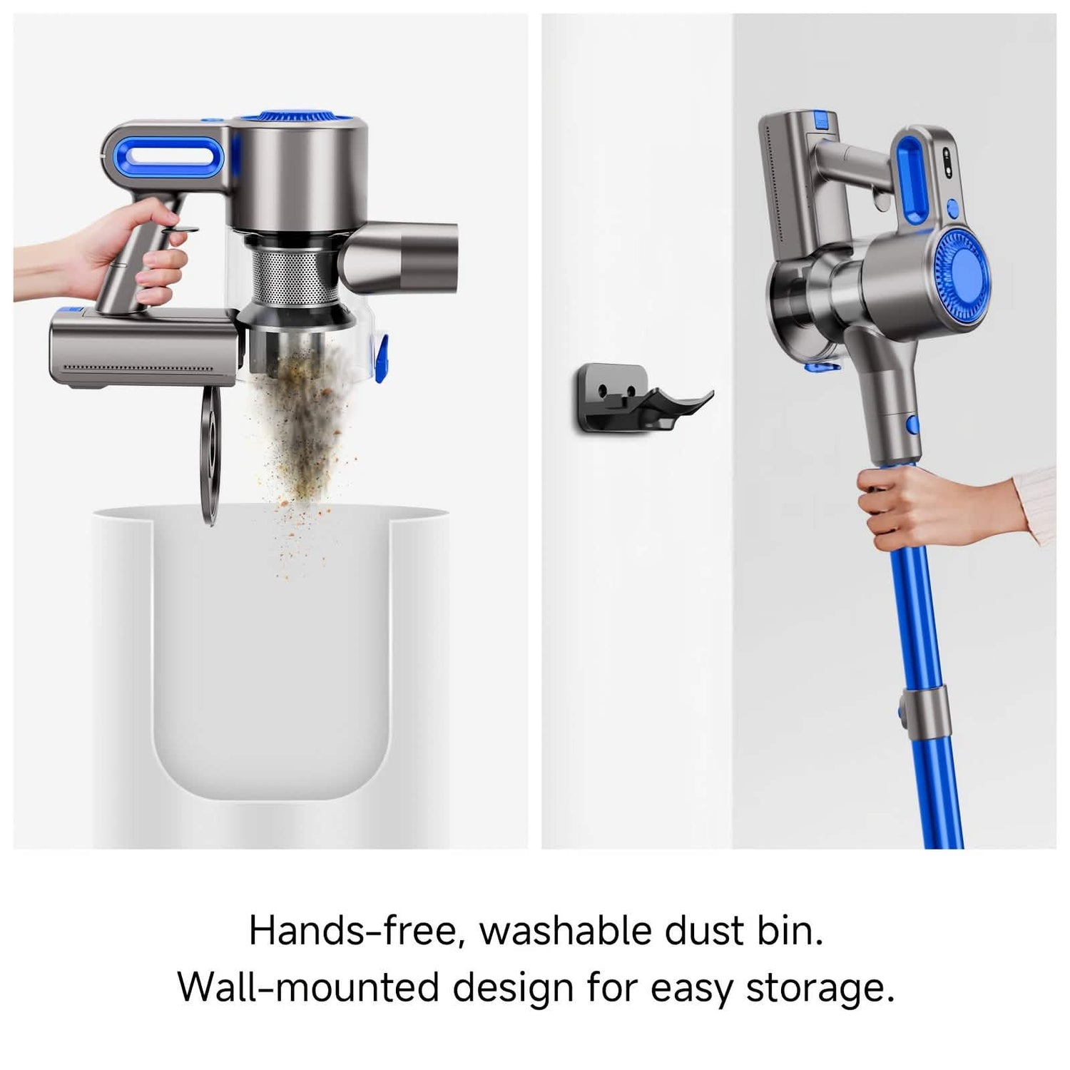 Cordless Vacuum Cleaner with LED Light &amp; Removable Battery – Blue