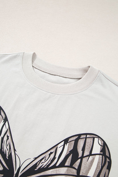 Casual Oversize Big Bow Printed Drop Shoulder Tunic Casual Tee