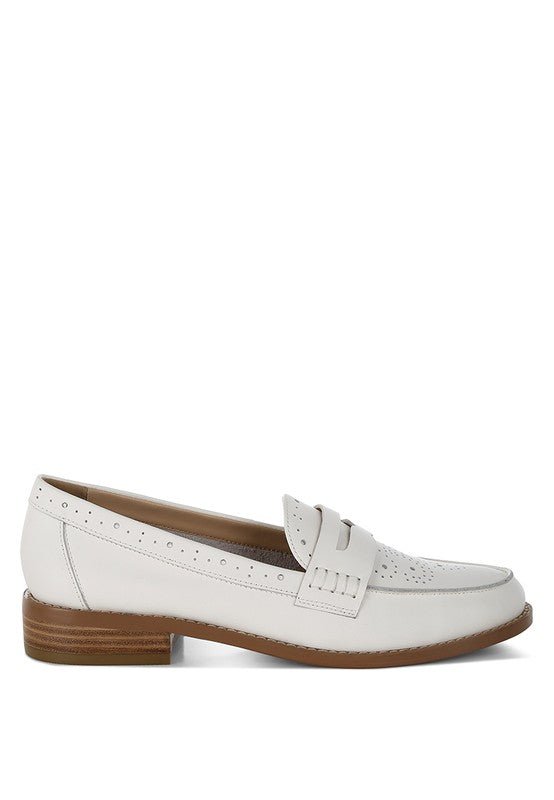 Clotilda Perforated Low Heel Loafers - Loving It Shop