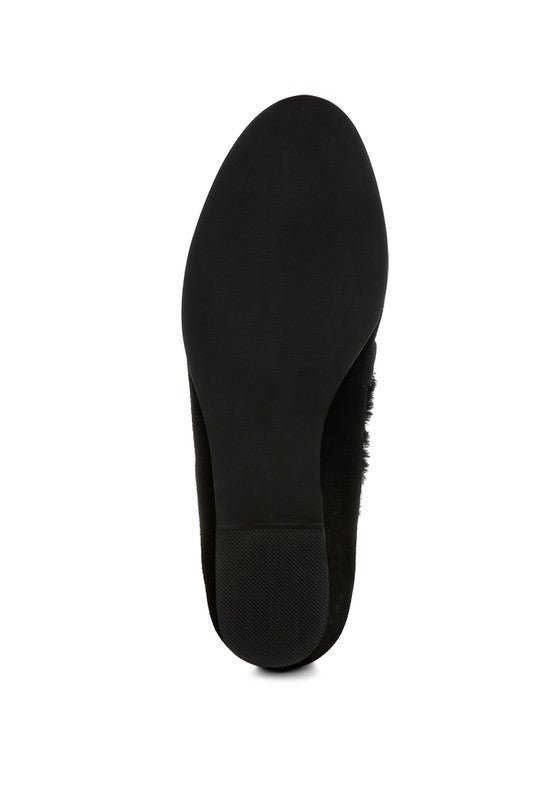 Ohrid Suede & Faux Fur Flat Loafers - Loving It Shop