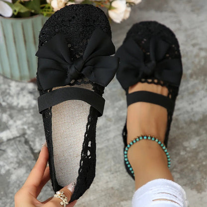 Bow Round Toe Flat Slip - Ons - Loving It Shop