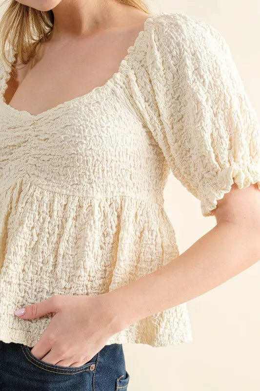Lovely Textured and Smocked Top