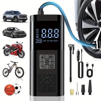 Portable Electric Tire Inflator – 150PSI Air Compressor with Digital Gauge &amp; LED Light