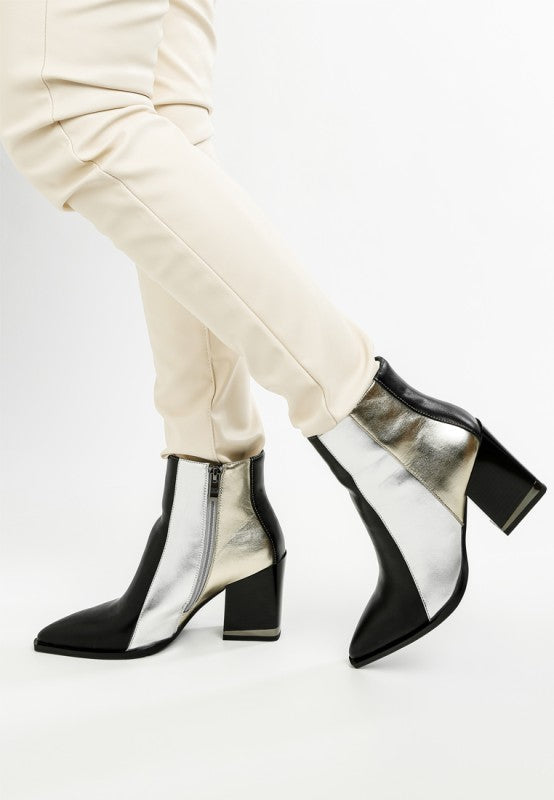 Stemon Three Tone Block Heel Boots