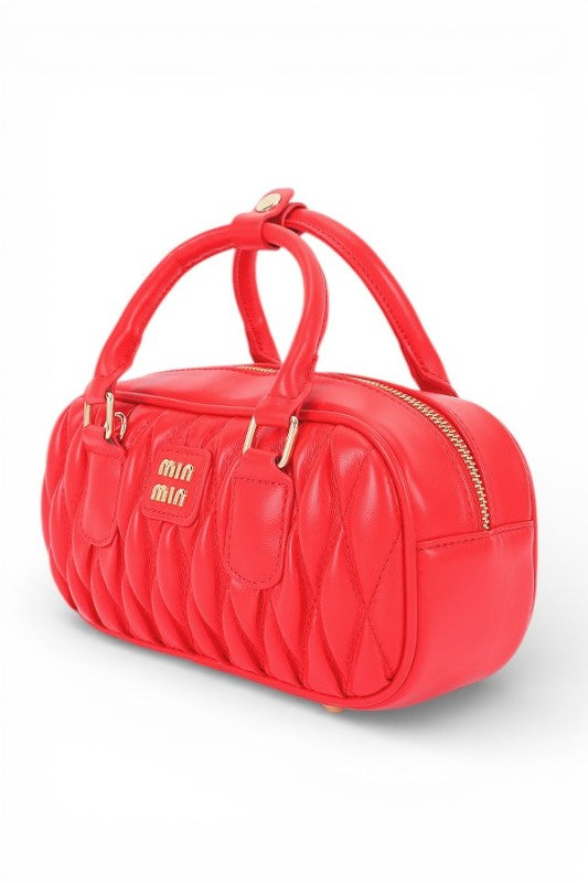 Fashion Handbag Faux Leather Quilted Top Handle Swing Bag Stylish Chic Accessory