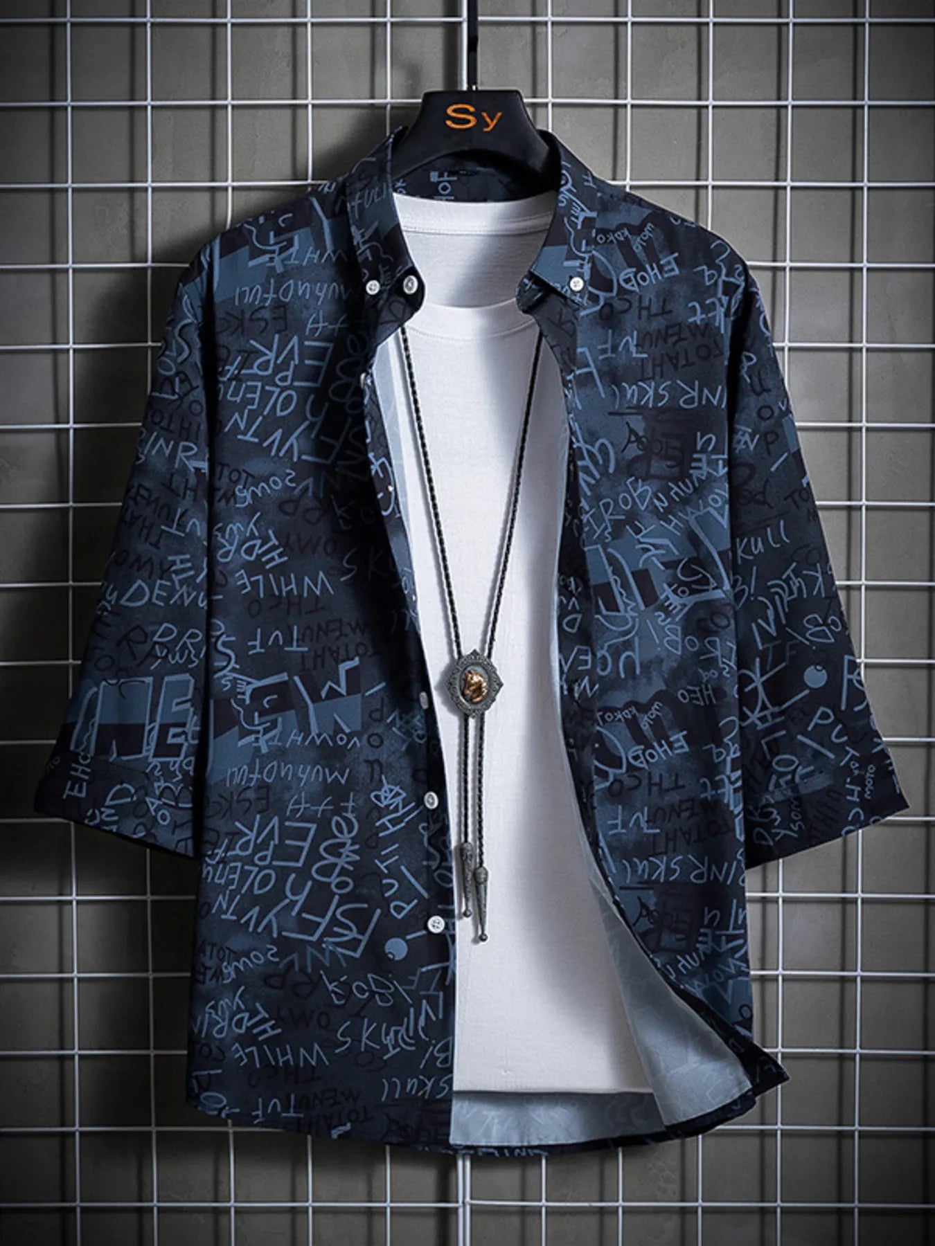 Men's Plus Size Graffiti Print Casual Shirt