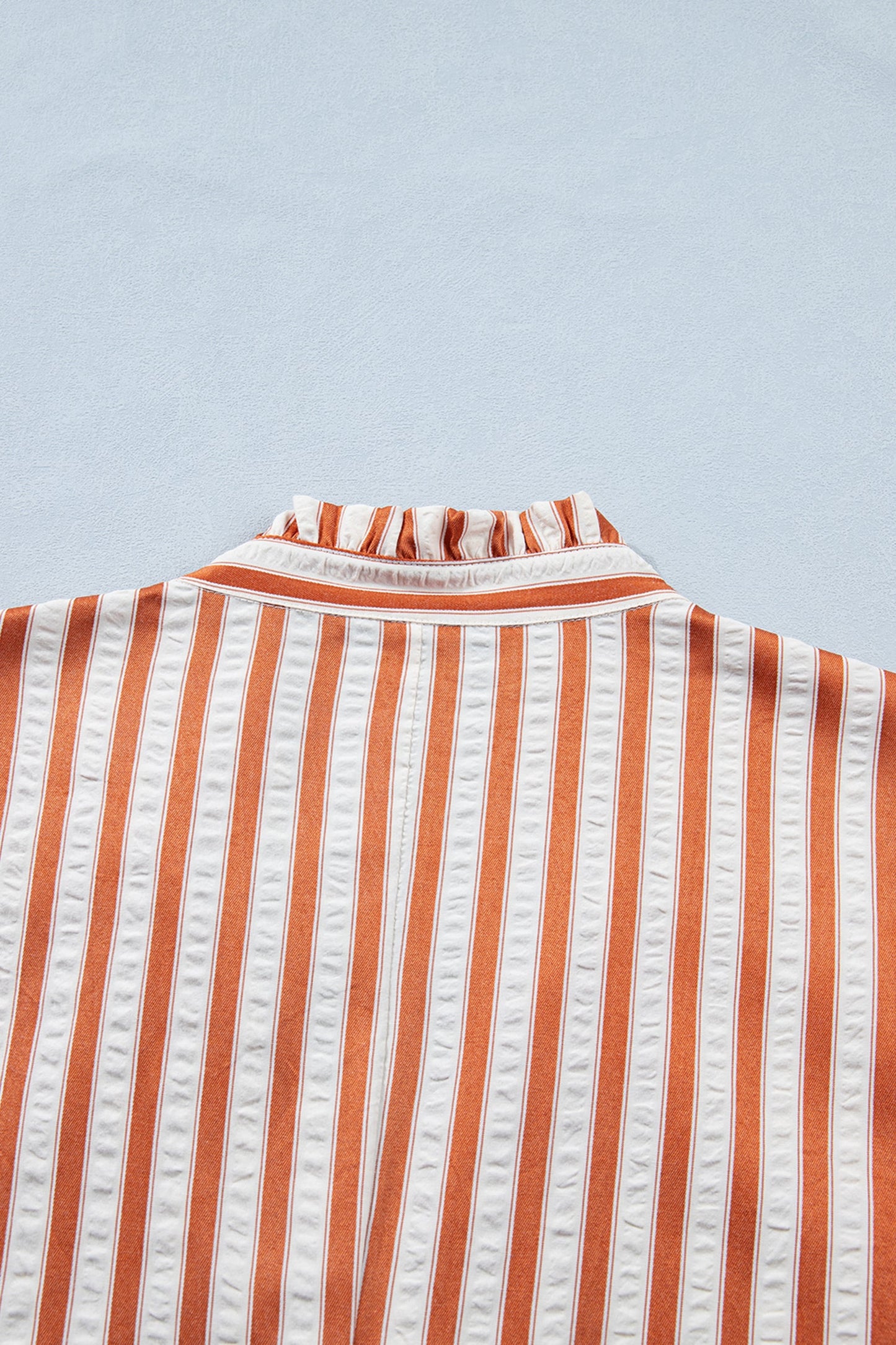 Brown Stripe Pinched V Neck Turn-up Cuffs Shift Mini Dress