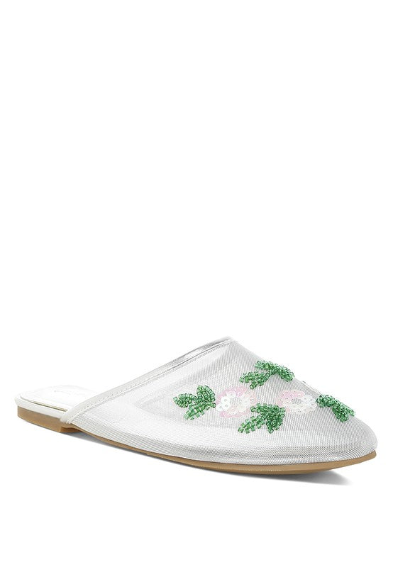Nahra Mesh Sequin Beaded Mules