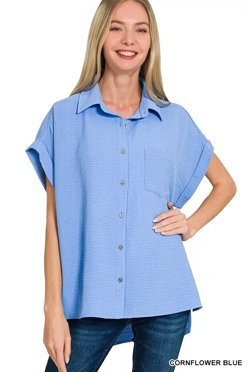 Woven Airflow Button Down Shirt