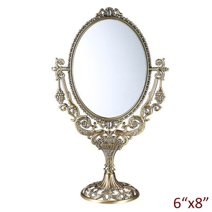 Rustic Double-Sided Makeup Mirror for Desktop Use