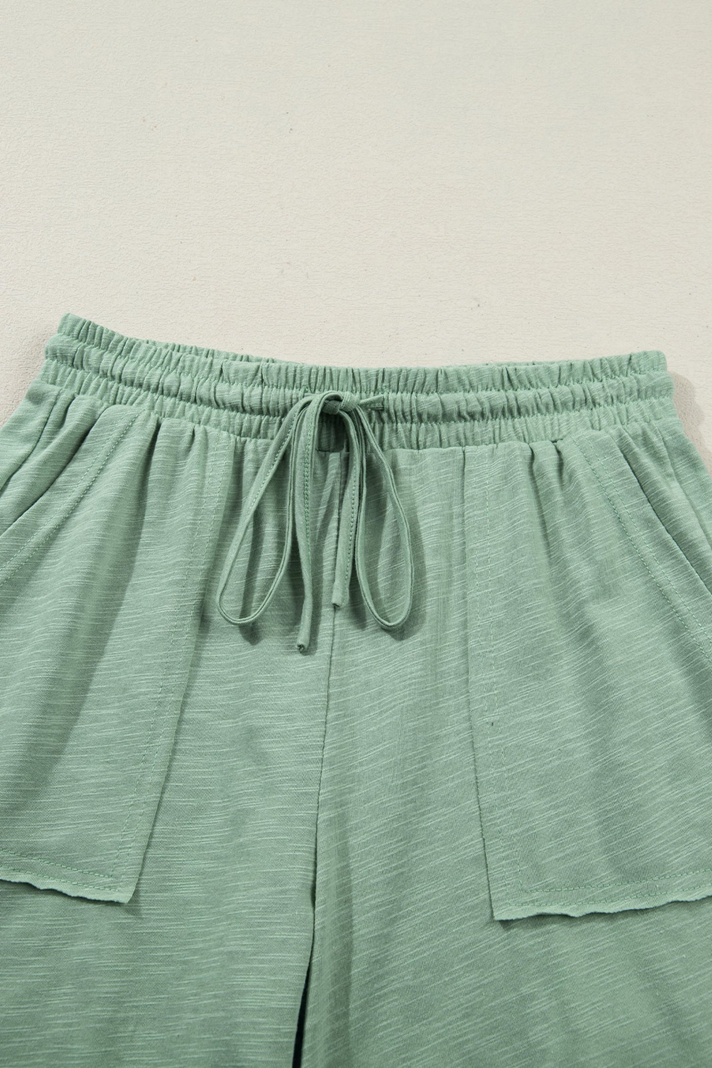 Canton Cuffed Short Sleeve Tee Raw Seam Patch Pocket Drawstring Pants Set